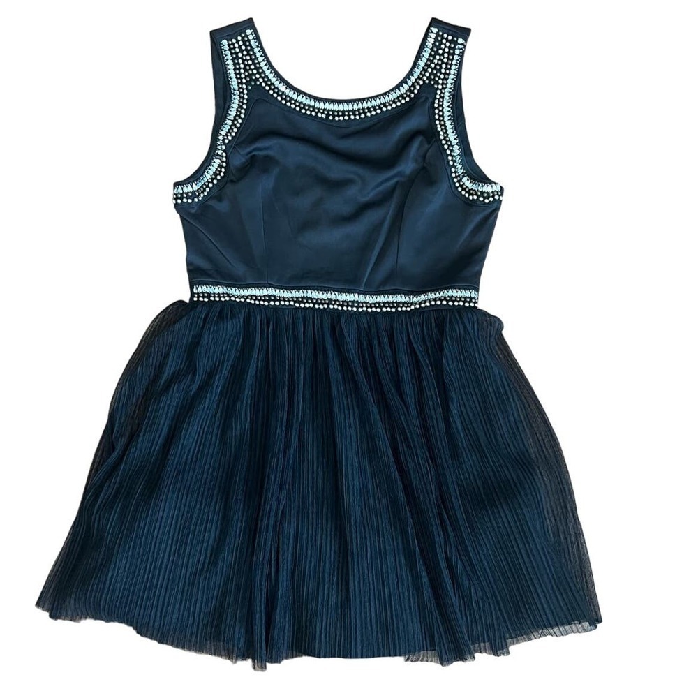 Love Reign Beaded Fit & Flare Mini Dress, Sleeveless, Crinoline, Black size 13